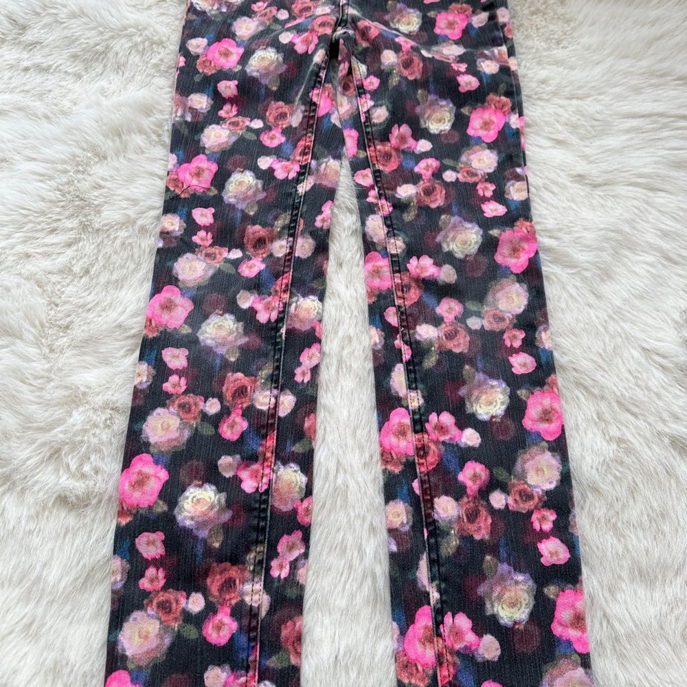 Justice floral print skinny jeans size girls 10 - Picture 8 of 11